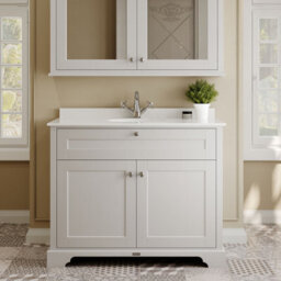 Hudson Reed Floor Standing 2 Door Traditional Vanity Unit With 1 Tap Hole White Marble Top & Basin, Timeless Sand, 1020 X 470 mm - thumbnail 2