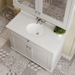 Hudson Reed Floor Standing 2 Door Traditional Vanity Unit With 1 Tap Hole White Marble Top & Basin, Timeless Sand, 1020 X 470 mm - thumbnail 3