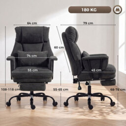 Homcom 180Kg Office Chair, Desk Chair With Lumbar Support, Black - thumbnail 3