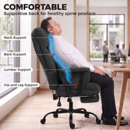Homcom 180Kg Office Chair, Desk Chair With Lumbar Support, Black - thumbnail 7
