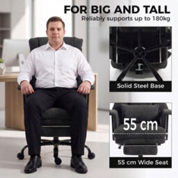 Homcom 180Kg Office Chair, Desk Chair With Lumbar Support, Black - thumbnail 4