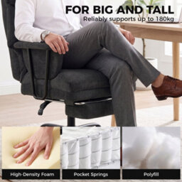 Homcom 180Kg Office Chair, Desk Chair With Lumbar Support, Black - thumbnail 5