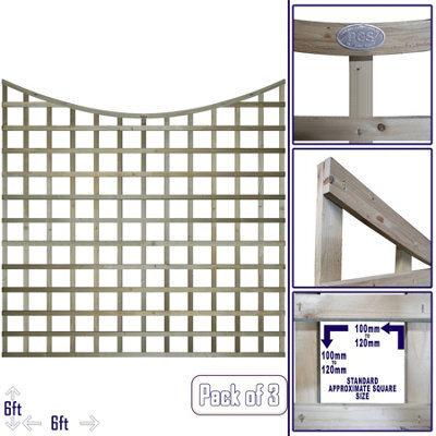Premier Garden Supplies Concave Top Wooden Trellis Panel 6Ft X 6Ft (3 Pack) Standard Square Lattice Fencing Screen Divider For Climbing Plant Support - image 1
