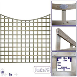 Premier Garden Supplies Concave Top Wooden Trellis Panel 6Ft X 6Ft (3 Pack) Standard Square Lattice Fencing Screen Divider For Climbing Plant Support - thumbnail 1