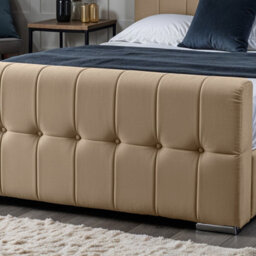 UKBEDFURNITURE Barcelona Wingback Beige Plush Valvet Upholstered Gas Lift Storage Bed With 10 Inch Orthopedic Mattres - 48 Inch Headboard - thumbnail 3