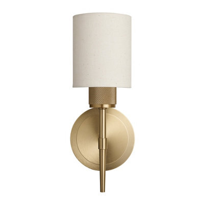 Industville Knurled Cylinder Torch Wall Light -  Light Natural Cotton - Brass - image 1