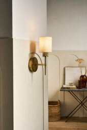 Industville Knurled Cylinder Torch Wall Light -  Light Natural Cotton - Brass - thumbnail 2