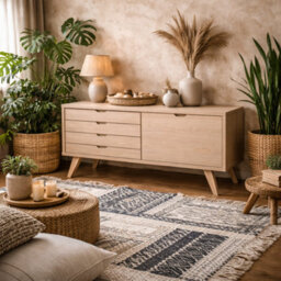 Wyld Haus Jyvaskyla White Oak Wood Sideboard 4 Drawers 1 Sliding Door - thumbnail 1