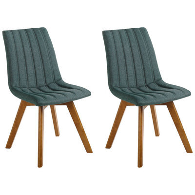 Beliani Set Of 2 Dining Chairs Calgary Fabric Dark Green - image 1