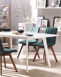 Beliani Set Of 2 Dining Chairs Calgary Fabric Dark Green - thumbnail 2