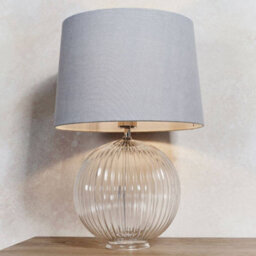 Luminosa Lighting Luminosa Jemma 1 Light Table Light Clear Ribbed Glass & Satin Nickel Plate (Base Only), E27