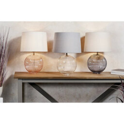 Luminosa Lighting Luminosa Jemma 1 Light Table Light Clear Ribbed Glass & Satin Nickel Plate (Base Only), E27 - thumbnail 5