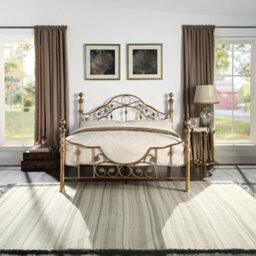 SlumberWorx Letchworth Vintage Victorian Style Antique Brass Double Metal Bed Frame - thumbnail 2