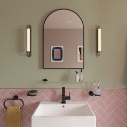 Croydex Matt Black Arch Wall-Mounted Bathroom Mirror (H)73Cm (W)50Cm - thumbnail 2