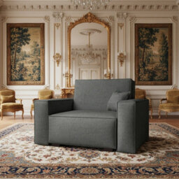 Upholstered Sofa Bed Armchair With Sleeping Function And Storage Solid Wood Legs Wooden Frame 123X88X102Cm Dark Grey - thumbnail 1