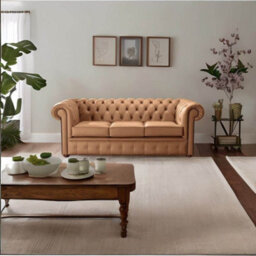 Chesterfield 3 Seater Shelly Saddle Real Leather Sofa Bespoke In Classic Style - thumbnail 9