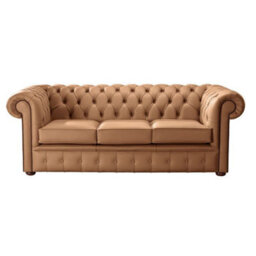 Chesterfield 3 Seater Shelly Saddle Real Leather Sofa Bespoke In Classic Style - thumbnail 1