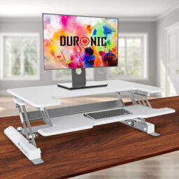 Duronic Dm05D1 We Sit-Stand Desk Workstation, Desk Convertor, Manually Height Adjustable 16.5-41.5Cm,  92X56Cm Platform - White - thumbnail 5