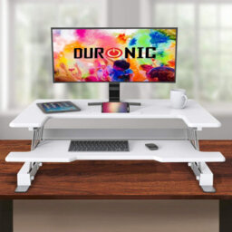 Duronic Dm05D1 We Sit-Stand Desk Workstation, Desk Convertor, Manually Height Adjustable 16.5-41.5Cm,  92X56Cm Platform - White - thumbnail 6