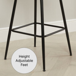 The Furniture Market Savoy Storm Grey Velvet Bar Stool 72Cm Seat Height Black Satin Metal Legs Diamond Quilted Back Anti-Scratch Adjustable Feet - thumbnail 8