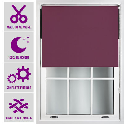 Furnished Made To Measure Blackout Roller Blinds - Aubergine Roller Blind For Windows And Doors (W)210Cm (L)165Cm - image 1