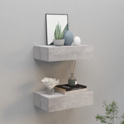 Vidaxl Wall Drawer Shelves 2 Pcs Concrete Grey 40X23.5X10Cm Mdf - thumbnail 1
