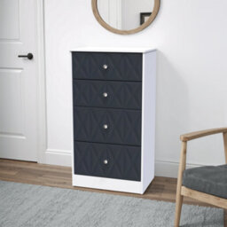 Genoa Ready Assembled Matt Indigo & White No Effect 4 Drawer Deep Chest (H)1063mm (W)746mm (D)395mm - thumbnail 1