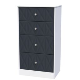 Genoa Ready Assembled Matt Indigo & White No Effect 4 Drawer Deep Chest (H)1063mm (W)746mm (D)395mm - thumbnail 2