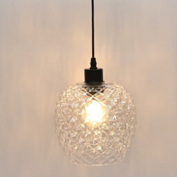 First Choice Lighting Set Of 2 Baine - Clear Textured Glass With Black Pendant Fittings - thumbnail 6