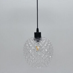 First Choice Lighting Set Of 2 Baine - Clear Textured Glass With Black Pendant Fittings - thumbnail 5