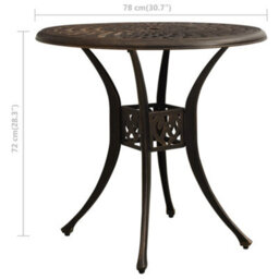 Berkfield Garden Table Bronze 78X78X72 Cm Cast Aluminium - thumbnail 6