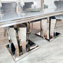 Stratus Interiors Athena 1.8Mt Marble Dining Table Silver Base - Pandora Marble - thumbnail 3