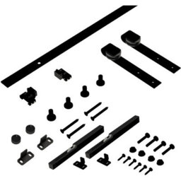 Afit Barn Sliding Door Track Kit With Anti-Jump Guides - 1.5M - Matt Black - With Soft Close And Soft Open - thumbnail 2