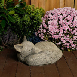 Tranquil Large Cast Stone Sleeping Fox Garden Statue Garden Sculpture Ornament - thumbnail 4