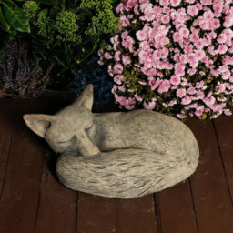 Tranquil Large Cast Stone Sleeping Fox Garden Statue Garden Sculpture Ornament - thumbnail 3