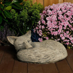 Tranquil Large Cast Stone Sleeping Fox Garden Statue Garden Sculpture Ornament