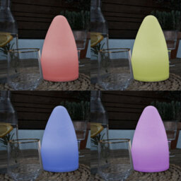 Valuelights Tenzin Ip44 Rated Outdoor White Cone Lantern Table Lamp With Integrated Rechargeable Colour Changing Led - thumbnail 6