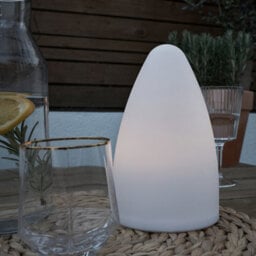 Valuelights Tenzin Ip44 Rated Outdoor White Cone Lantern Table Lamp With Integrated Rechargeable Colour Changing Led - thumbnail 2