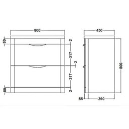 Nuie Parade 800 F/s 2 Drawer Unit & Basin - thumbnail 4