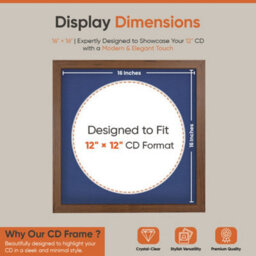 "16X16"" Walnut Modern Vinyl Record Frame With Blue Mount For 12 Inch Lp Disc - Ak Frames" - thumbnail 2