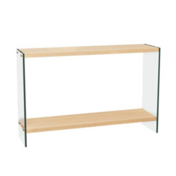 Artloge 120Cm Narrow Clear Glass Console Table Entryway Hallway Living Room With Storage Shelf - thumbnail 9