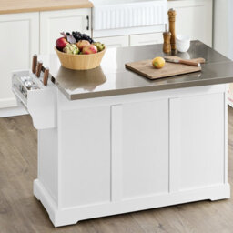 Sobuy Kitchen Trolley With 3 Drawers 2 Doors Foldable Extension Table 51.2X28X35.8 Inch Load Capacity 99 Kg Fkw41-Iii-St - White - thumbnail 7