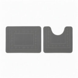 2 Piece Box Design Bath Mat Set Soft Absorbent Non-Slip Bathroom Mats Grey - thumbnail 2