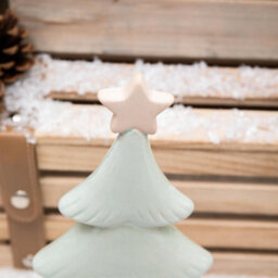 Annibells Sage Green Ceramic Christmas Tree On Wood Base (11188) - Small - thumbnail 3