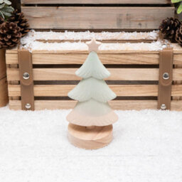 Annibells Sage Green Ceramic Christmas Tree On Wood Base (11188) - Small