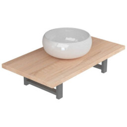 Berkfield Two Piece Bathroom Furniture Set Ceramic Oak - thumbnail 2