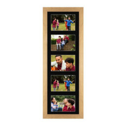 AK Frames 26X8 Oak Sleek Multi Photo Frame With Black Mount - Holds 5 Apertures (5X) 6X4 Photos