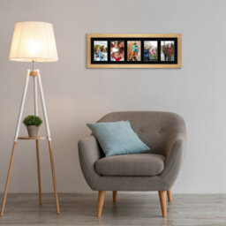 AK Frames 26X8 Oak Sleek Multi Photo Frame With Black Mount - Holds 5 Apertures (5X) 6X4 Photos - thumbnail 3