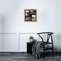 AK Frames 12X12 Gold Classic Multi Photo Frame With Black Mount - Holds 4 Apertures (4X) 6X4 Photos - thumbnail 3