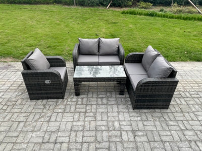 Fimous Patio Garden Furniture Sets Wicker Outdoor Rattan Furniture Sofa Sets With Rectangular Coffee Table Love Seat Sofa - image 1